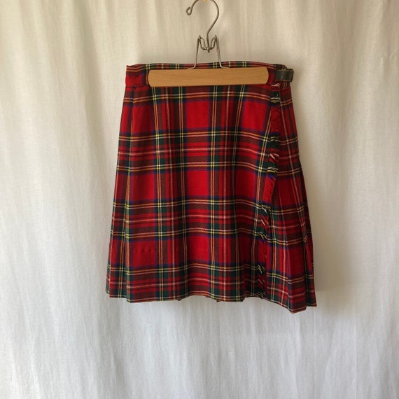 1980s wool plaid kilt by STIX, BAER & FULLER
