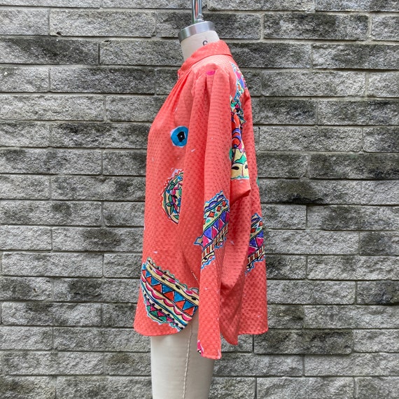 size 10 - 70s/80s print on print blouse by TESS - image 2