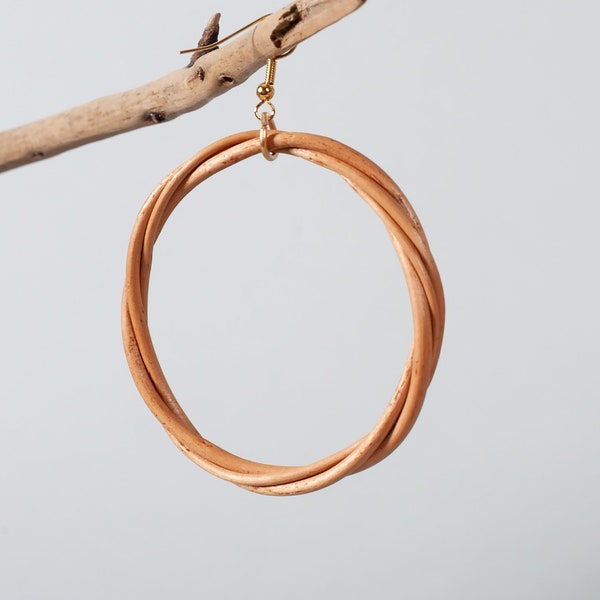 Woven Willow Hoop Earrings. Sustainable jewellery made from renewable willow grown in England.