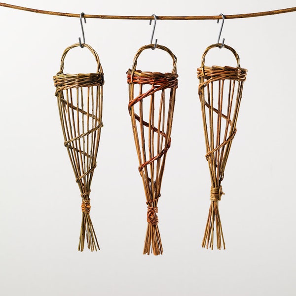 Woven willow Garlic Basket/ Bird Feeder