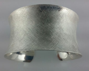 Sterling Silver Cuff, Crosshatch, Concave Design, Vintage, Hallmarked