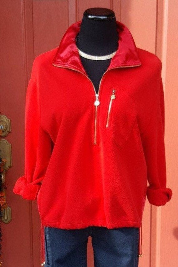 Vintage St. John Sport Women's Red Zippered Pullov