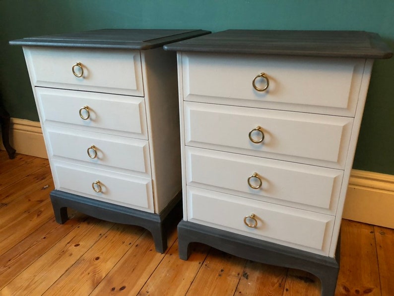 Pair Of Stag Bedside Cabinets Hand Painted Etsy