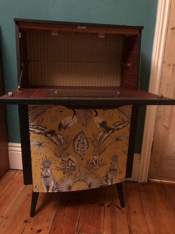 Cocktail Cabinet Mcm Upcycled Etsy