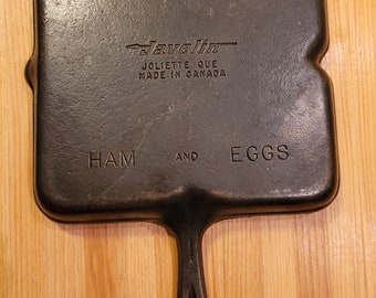 Javelin Ham And Eggs Cast iron Skillet RARE Canadian pan