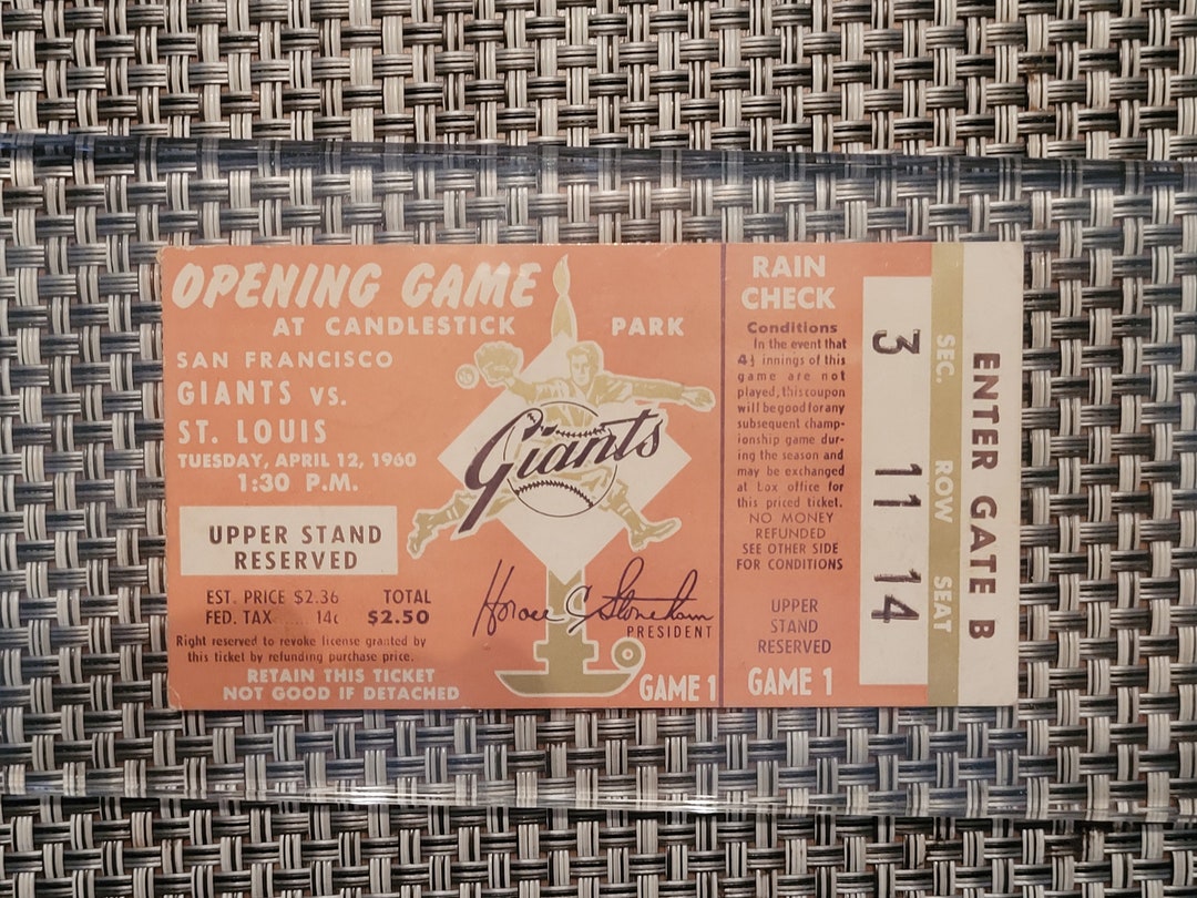 1960 San Francisco Giants Opening Game Candlestick Park Ticket Etsy