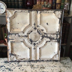 Antique Tin Ceiling Tile, Large