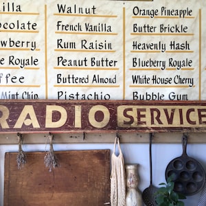 Antique Hand Painted Wood Sign / Radio Service