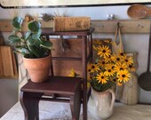 Primitive Wood Step Ladder Stool Plant Stand