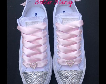 Wedding bridal customised converse, pearls, personalised bling made to order