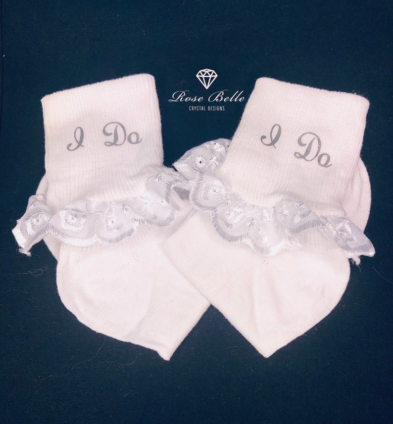 bridal wedding frilly socks customised personalised i do