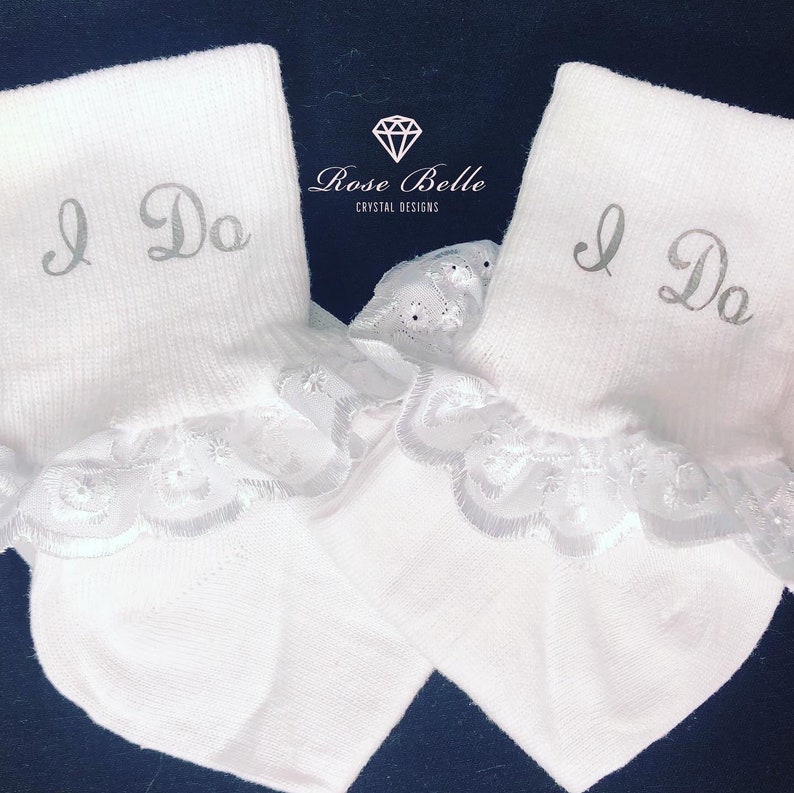 bridal wedding frilly socks customised personalised i do