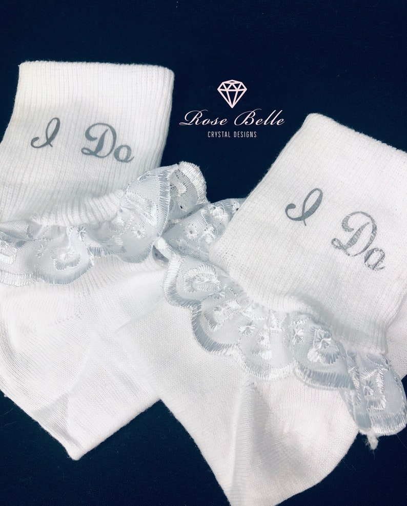 bridal wedding frilly socks customised personalised i do