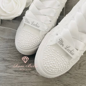 Wedding ribbon shoe laces, bride laces, trainer laces, wedding laces, personalised shoe laces, bridal shoe laces, trainer laces