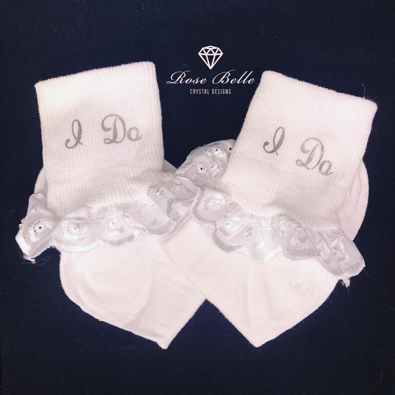 bridal wedding frilly socks customised personalised i do