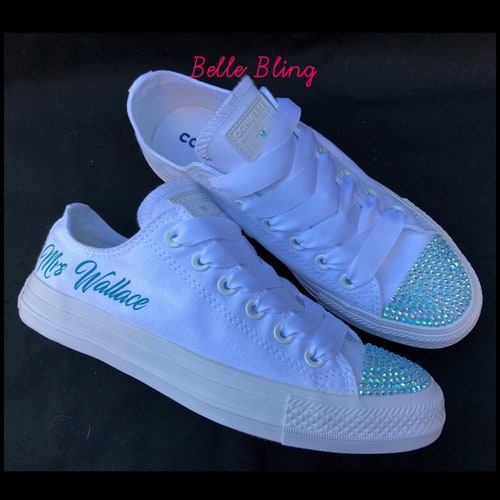 Wedding bridal customised converse, crystals, charms, personalised, shops bling