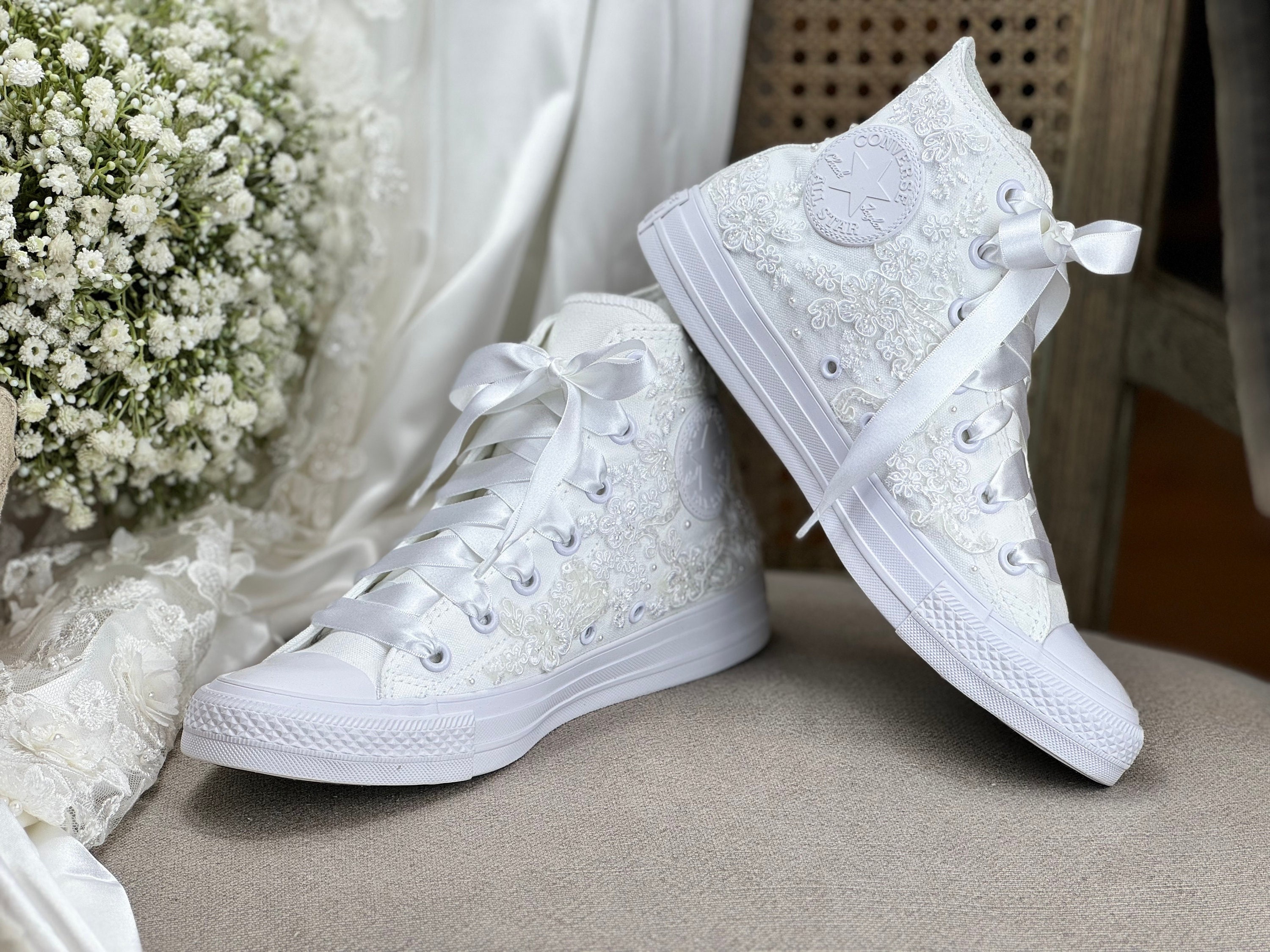 Bridal White Converse Etsy