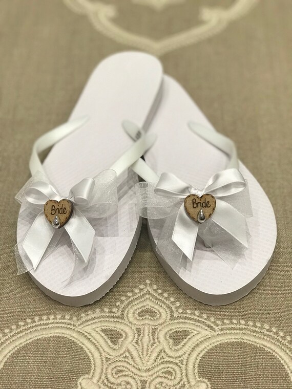 personalised bride flip flops