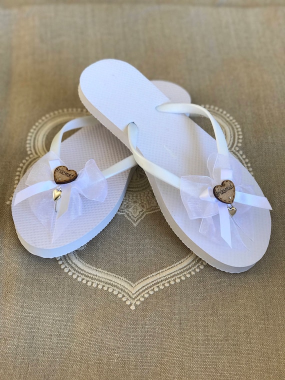 personalised bride flip flops