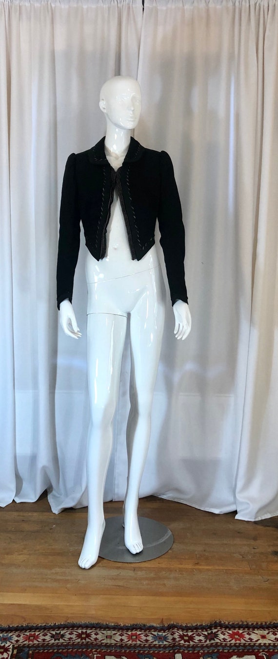 Antique Edwardian Era Short Cropped Wool Jacket ,