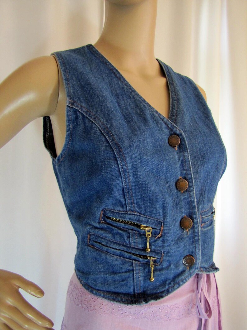 1970's Denim Vest Women's Small Denim Dungaree Etsy
