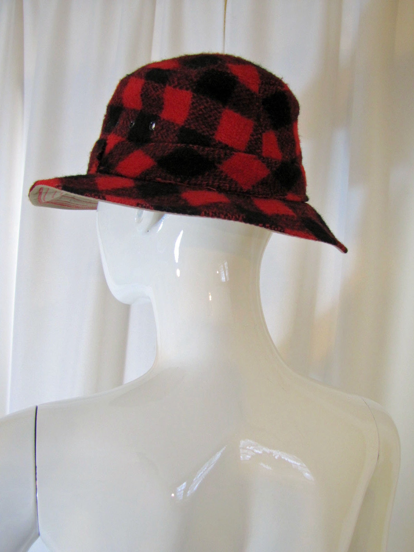 1970's LL Bean Buffalo Plaid Wool Brimmed Hat Small Etsy