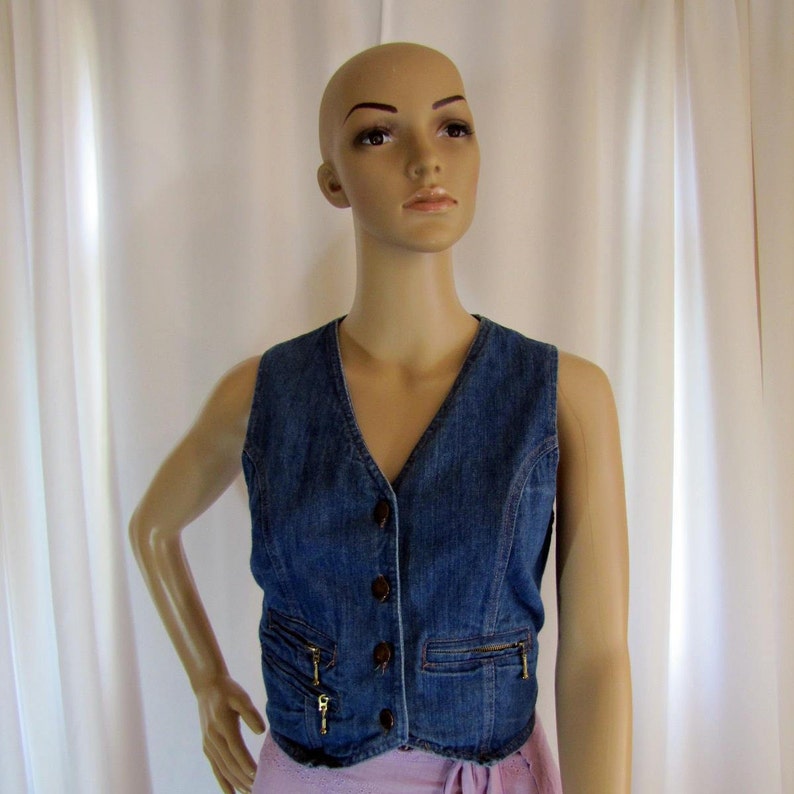 1970's Denim Vest Women's Small Denim Dungaree Etsy