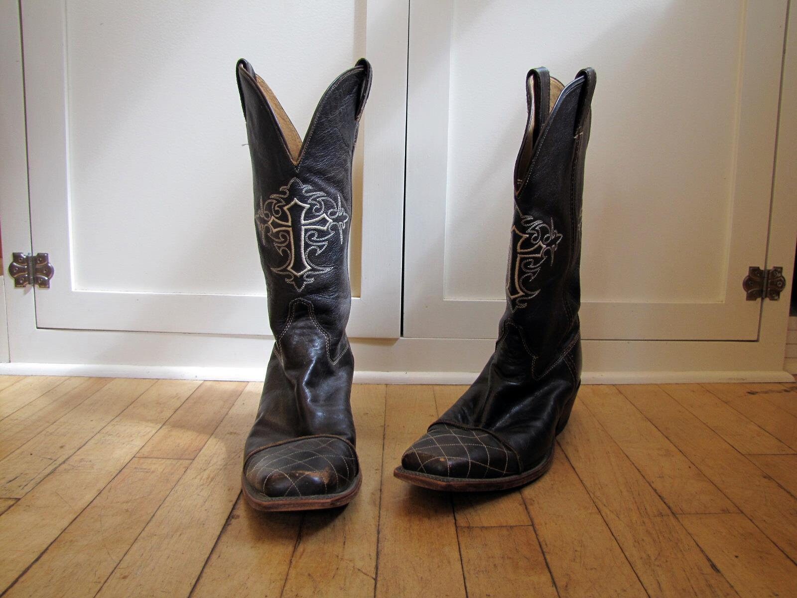 Justin Gothic Cross Brown Leather Boots 