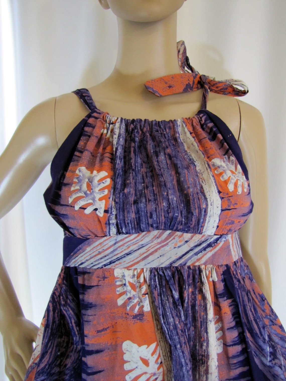 1970's Batik Homemade Halter Sundress Small Batik - Etsy