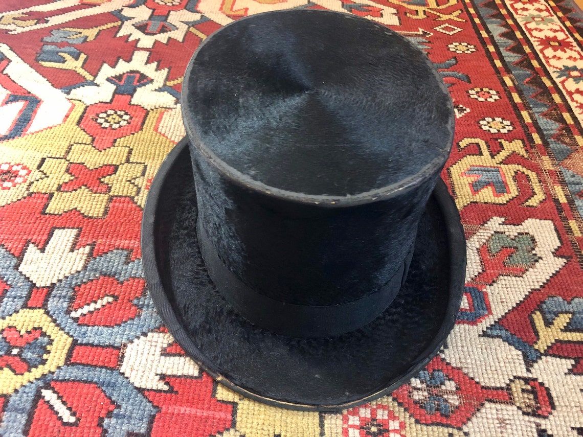 Antique Victorian Beaver Top Hat Black Medium Top Hat | Etsy