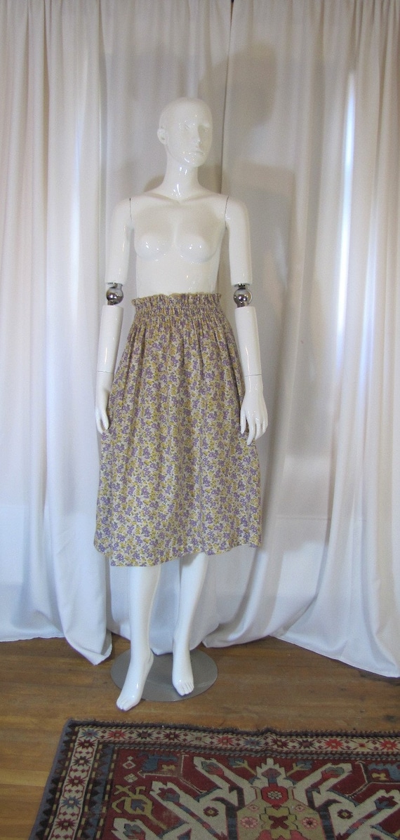 1930's Purple and Yellow Floral Feedsack Farm Skir