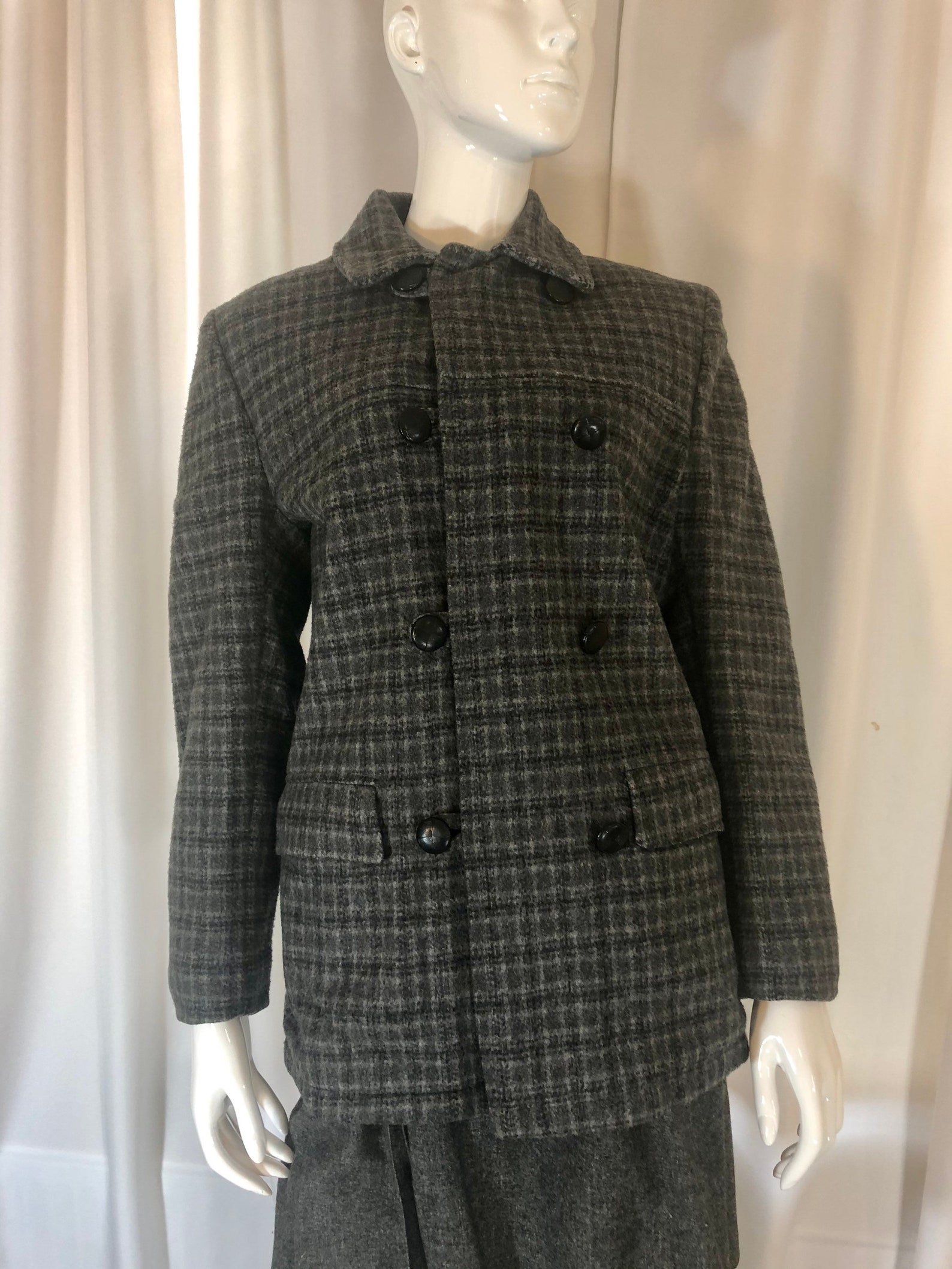 1960's Gray Plaid Wool Lined Jacket Women's Extra | Etsy