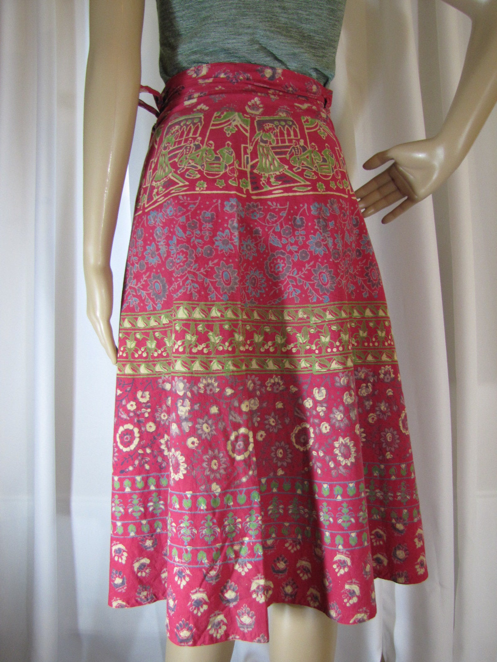 1970's Indian Wrap Skirt Wrap Skirt Red Batik Block - Etsy