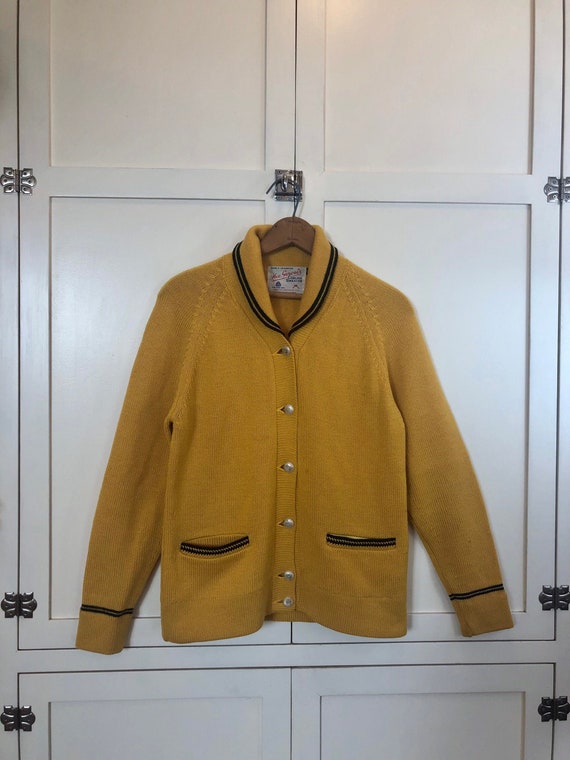 1960's Canadian Curling Wool Cardigan, Men's Small