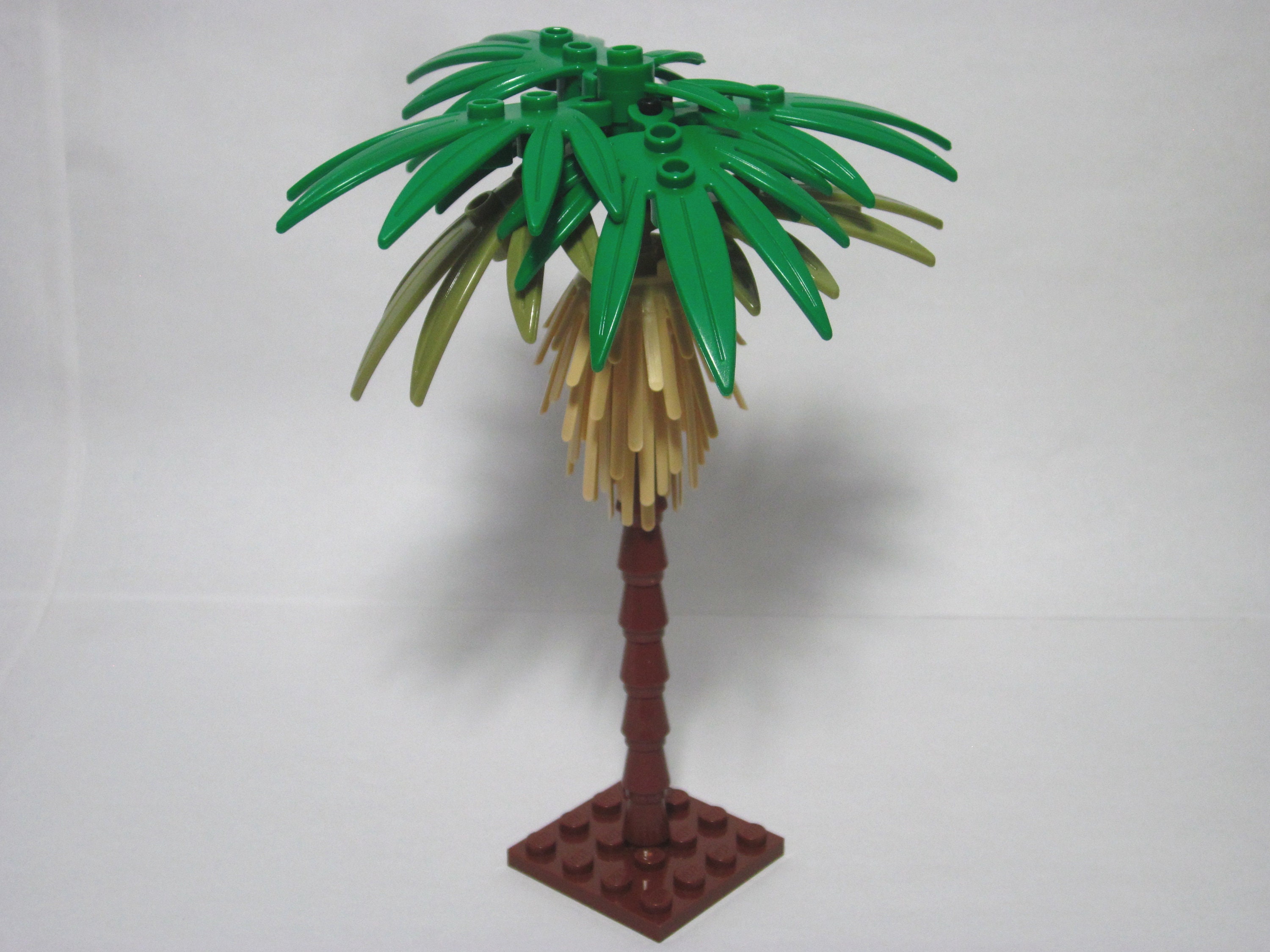 Custom Forest Palm Tree for LEGO With Green and Olive Sword Leaves