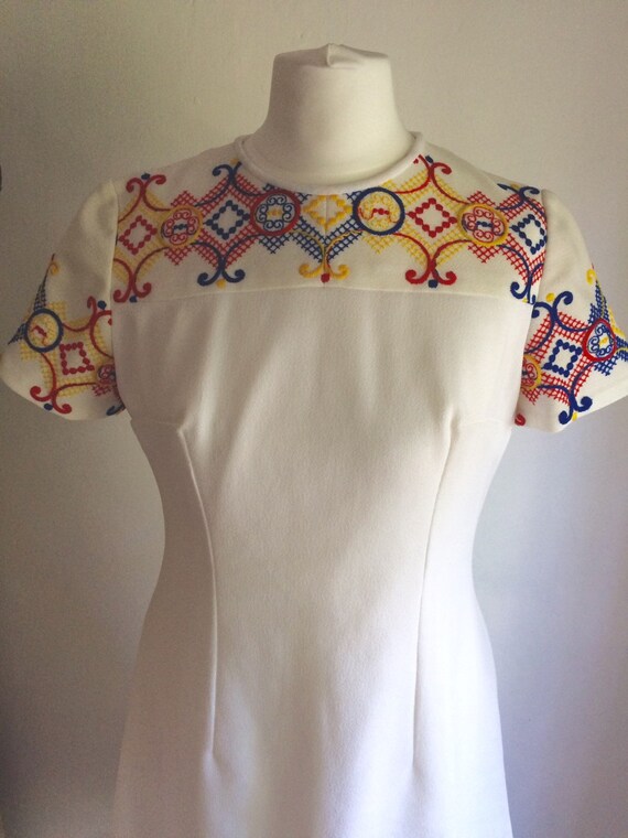 Gorgeous White Dress with Ethnic Pattern