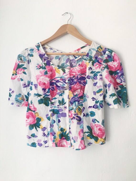 Vintage Yessica Cotton Floral Blouse