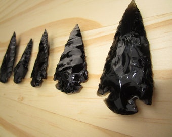 arrow heads, obsidian arrow heads, traditional arrow heads, hand knapped arrow heads, large arrow heads, spear points, obsidian points