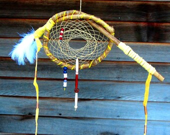 natural color Dream Catcher,grapevine dream catcher,handmade dream catcher,natural dream catcher,single dream catcher,feather dream catcher