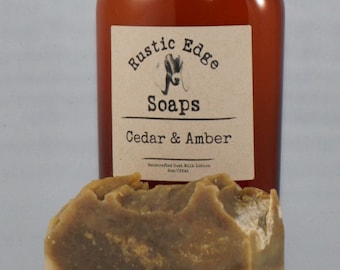 Cedar and Amber Soap and Lotion Set- All Natural