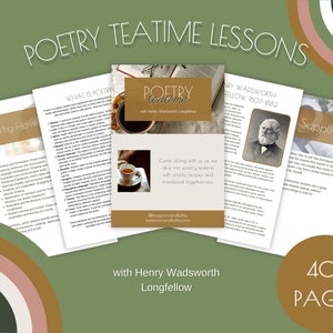 Poëzie Teatime Lessen Homeschool Afdrukbare Charlotte Mason Onderwijsmethode Instant Download Poëziestudie Longfellow-gedichten