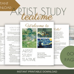 Homeschool Artist Study Teatime Charlotte Mason inspireerde afdrukbare Teatime Art Study Homeschool Lessen