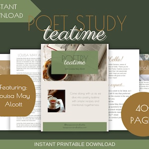 Poëzie Teatime Studie Alcott Charlotte Mason Afdrukbare Homeschool Resource Dichter Studie Cursus Activiteit Homeschool Printbaar Curriculum