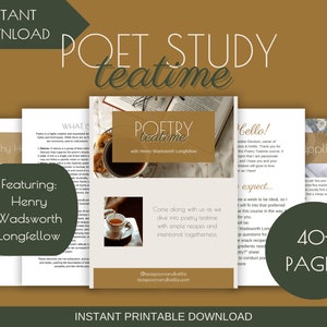 Printable Homeschool Lessons Poetry Teatime Course Longfellow Poems Charlotte Mason Homeschool Printable Enrichment Studies For Homeschool
