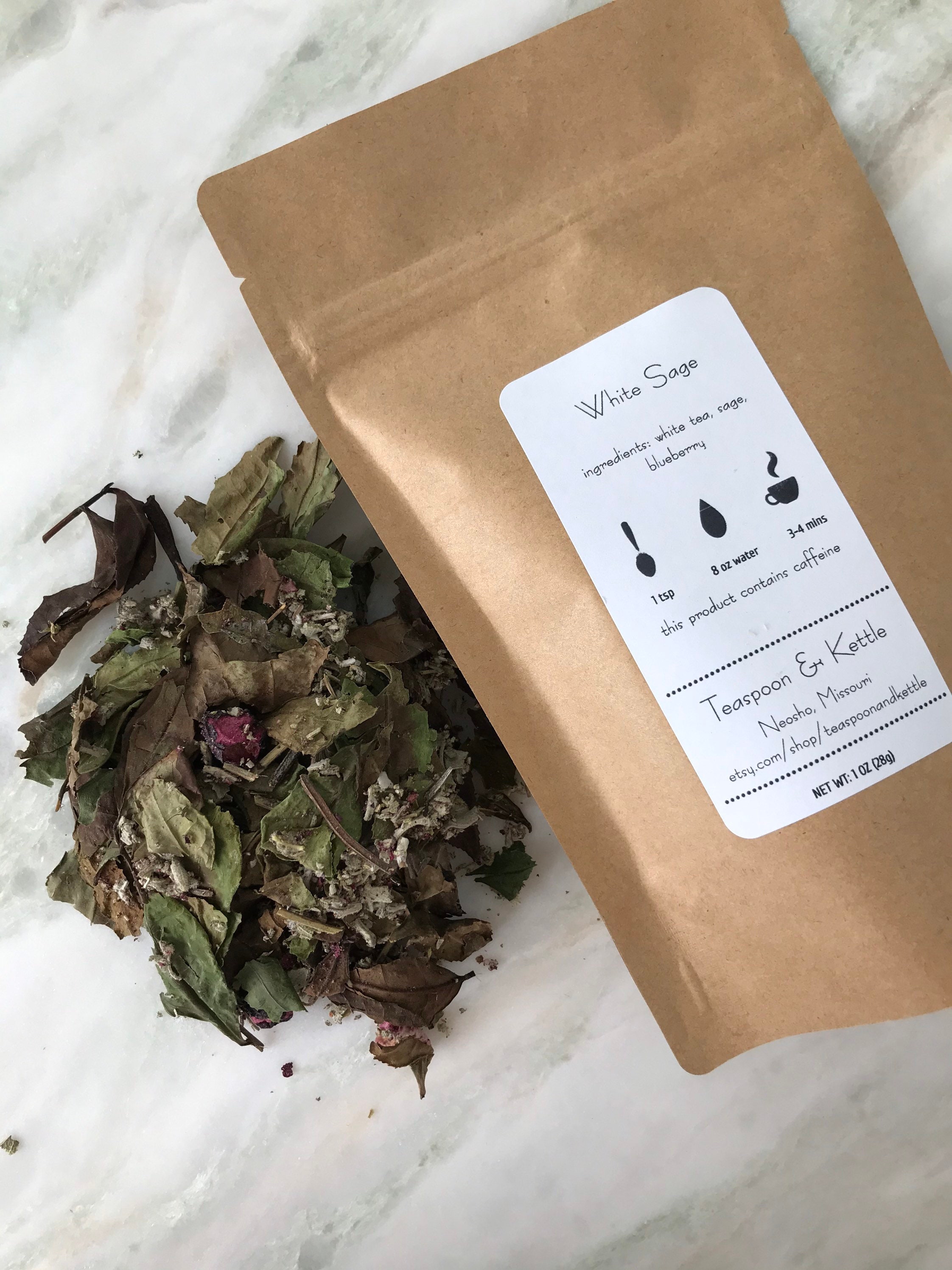 White Sage organic loose leaf tea blend sage tea blueberry Etsy