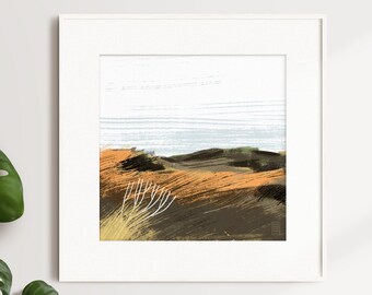 Duinlandschap Noordzee kunstprint woonkamer Oostzee Denemarken Sylt Amrum Rømø Zee Natuur Muurschildering Poster Tekening Fine Art Print