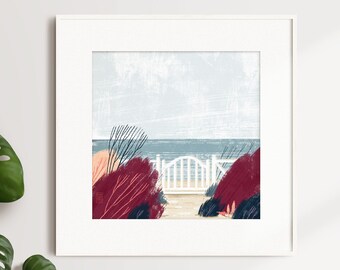 Sea view art print Wadden Sea Friesland North Sea Baltic Sea Sea Dune Landscape Nature Island Beach Mural Poster Drawing Fine Art Print