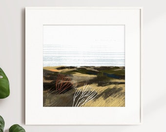 Heide Duinen Landschap Art Print Noordzee Baltische Zee Denemarken Sylt Amrum Rømø Zee Natuur Eiland Strand Muurschildering Poster Tekening Fine Art Print