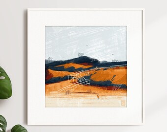 Rode klif Sylt art print Noordzee duin klif landschap Kampen Wenningstedt muurschildering poster tekening illustratie beeldende kunst