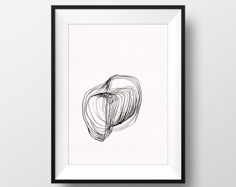 B-WARE!! 50% Rabatt A4-Print Minimalistische Zeichnung, Abstrakte Kunst, Line Art Moderne Wandkunst Minimal Art Skizze Druck A05